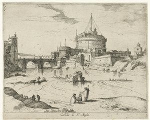 Engelsburg (Castello di St. Angelo) (Gezichten op Rome) von Willem van Nieulandt (II)