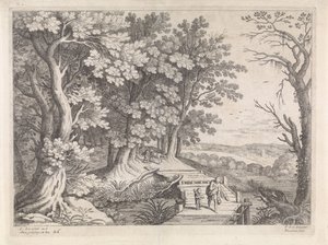 Landschaft mit Abraham und Isaak von Willem van Nieulandt (II)
