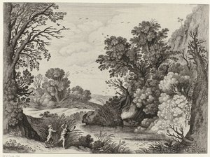 Landschaft mit Pan und Syrinx von Willem van Nieulandt (II)