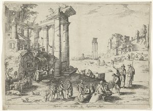 Landschaft mit der Flucht nach Ägypten von Willem van Nieulandt (II)