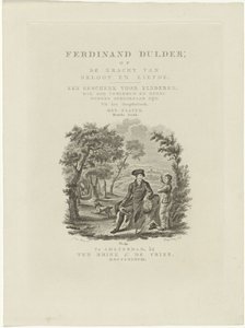 Sitzender Reisender und ein Junge in einer Landschaft