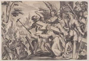 Christus trägt das Kreuz, Platte 4 aus Throne der Gerechtigkeit (Thronus Iustitiae) von Willem van Swanenburgh