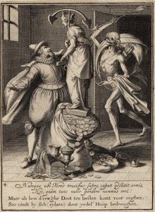 Der Tod mit einem Pfeil, der den Mann niederstrecken will, 1609 von Willem van Swanenburgh
