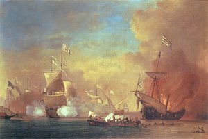 Barbaresken-Piraten greifen ein spanisches Schiff an