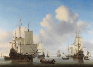 Niederländische Schiffe in ruhiger See von Willem van de Velde (II)
