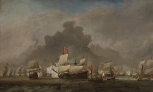Seeschlacht zwischen Michiel Adriaensz de Ruyter und dem Herzog von York auf der Royal Prince während der Schlacht von Solebay, 7. Juni 1672: Episode aus dem Dritten Englisch-Niederländischen Krieg von Willem van de Velde (II)