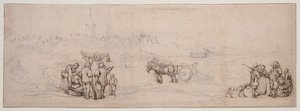 Dünenlandschaft mit Bauernfiguren von Willem van de Velde