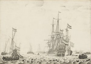 Niederländische Schiffe in Küstennähe, frühe 1650er Jahre