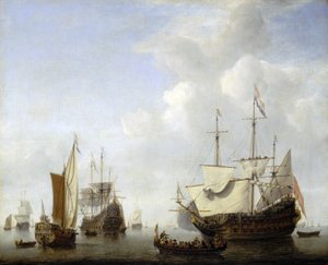 Ein niederländisches Schiff kommt wahrscheinlich vor Anker, das von Prinz Frederik Hendrik von Oranien (1584-1647)