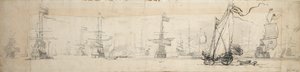 Eine Staatsyacht unter Segel und Schiffe vor Anker, ca. 1665