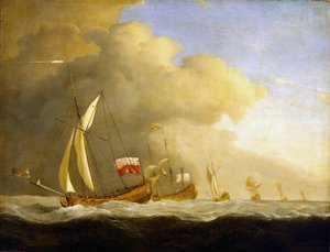 Gruppe britischer königlicher Yachten auf dem Meer von Willem van de Velde the Younger