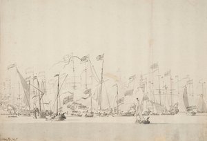 Flussfest auf der Y in Amsterdam zu Ehren des Prinzen von Oranien, 5./15. Juni 1660, ca. 1675 von Willem van de Velde the Younger