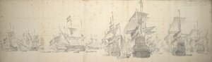 Kriegsrat in der niederländischen Flotte vor Terschelling, 7.-17. Oktober 1658 von Willem van de the Elder Velde