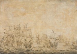 Schlacht zwischen den Niederländischen und Schwedischen Flotten von Willem van de the Elder Velde