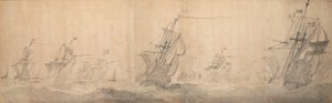 Niederländische Flotte vor der Küste der Nordfriesischen Inseln, 9. [OS] / 19. Oktober 1658 von Willem van de the Elder Velde