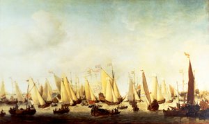 Einschiffung von Charles II. Stuart in Scheveningen von Willem van de Velde the Younger