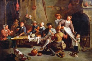 Innenraum eines Gasthauses mit Kartenspielern von Willem van the Elder Herp