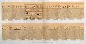 Illustrationen eines Manuskripts mit Hieroglyphen, aus einem Grab in Theben, Ägypten, 1822