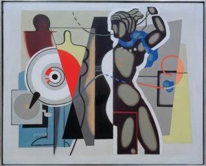 Frau mit erhobenem Arm von Willi Baumeister