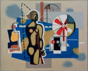 Weibliche Figur auf blauem Feld von Willi Baumeister