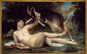 Eine Bacchantin mit einer Ziege von William Adolphe Bouguereau