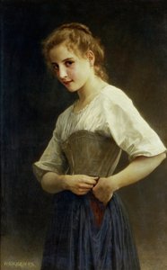 Am Anfang des Tages (das Landleben: Bauernmädchen zieht sich an) von William-Adolphe Bouguereau