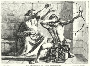 König Joasch schießt den Pfeil der Erlösung (Stich)