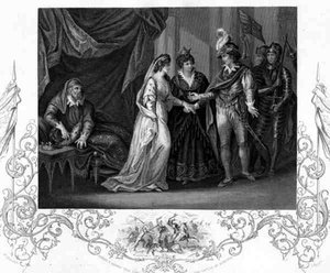 Der Abschluss des Vertrags von Troye, in Henry V von William Shakespeare, gestochen von J. Rogers von William (after) Hamilton