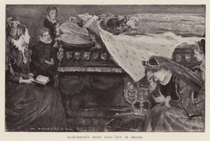 Leichnam von Elisabeth I. aufgebahrt, veröffentlicht 1898 von William (after) Hatherell