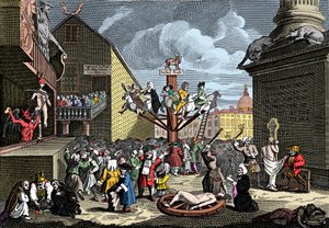 Emblematischer Druck des Südsee-Schemas von William (after) Hogarth