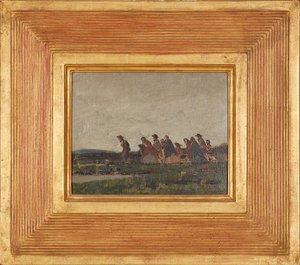 Figuren überqueren eine Landschaft