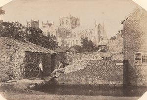 Ripon-Kathedrale von Südosten, neben dem Fluss Skell, ca. 1855 von William A. Pumphrey