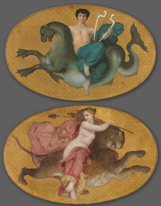 Arion auf einem Seepferdchen und Bacchantin auf einem Panther (Paar) von William Adolphe Bouguereau