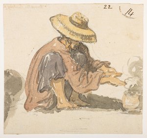 Mann, wahrscheinlich von Turon Bay, aus einem Album mit 372 Zeichnungen von Landschaften, Küstenlinien, Kostümen und Alltagsleben, erstellt während der Botschaft von Lord Macartney an den Kaiser von China, zwischen 1792 und 1794