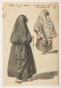 Portugiesische Frauen in Madeira aus einem Album von 372 Zeichnungen von Landschaften, Küstenlinien, Kostümen und Alltagsleben während der Gesandtschaft von Lord Macartney an den Kaiser von China, zwischen 1792 und 1794 von William Alexander