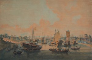 Chinesische Botschaftsboote passieren eine Schleuse am Großen Kanal von William Alexander