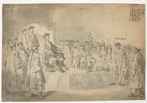 Kaiser empfängt die Botschaft; Macartneys erstes Treffen mit Qianlong, aus einem 