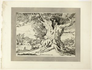 Rastende Männer und Hunde unter einem großen Baum, aus der ersten Ausgabe von Specimens of Polyautography