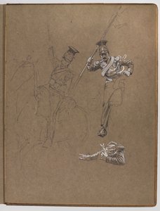 Studien für das Ölgemälde, Die Fahne: Albuhera, 16. Mai 1811 von William Barnes Wollen