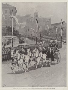 Besuch des Zaren und der Zarin in Wien, die beiden Kaiser reiten durch die Praterstraße von William Barnes Wollen