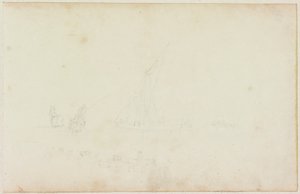 Skizze eines Ruderbootes und Reiters mit Pferdelinie von William Beilby