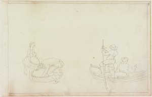 Zwei Schiffer und Mann und Frau mit Korb von William Beilby