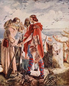 Egfrith bietet Cuthbert das Bistum Hexham an, 678, Illustration aus 