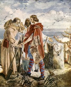 Egfrith bietet Cuthbert das Bistum Hexham an, 678 von William Bell Scott