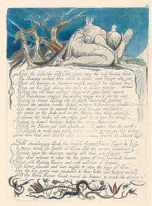 Amerika. Eine Prophezeiung, Tafel 18, Über die Hügel... von William Blake