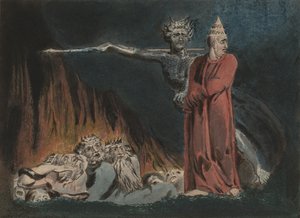 Luzifer und der Papst in der Hölle, ca. 1794-96 von William Blake