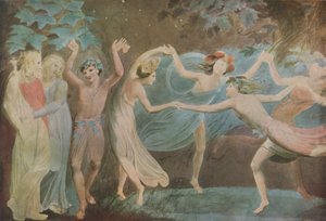 Oberon, Titania und Puck mit tanzenden Feen, 1786 von William Blake