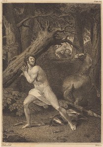 Orlando in Wut reißt Bäume aus, 1783 von William Blake