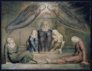 Graf Ugolino und seine Söhne im Gefängnis, Illustration für `Inferno`, Canto 33 aus Dante Alighieris `Göttliche Komödie`, ca. 1827 von William Blake