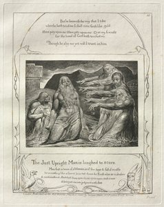Das Buch Hiob: Pl. 10, Der gerechte aufrechte Mann wird verspottet von William Blake